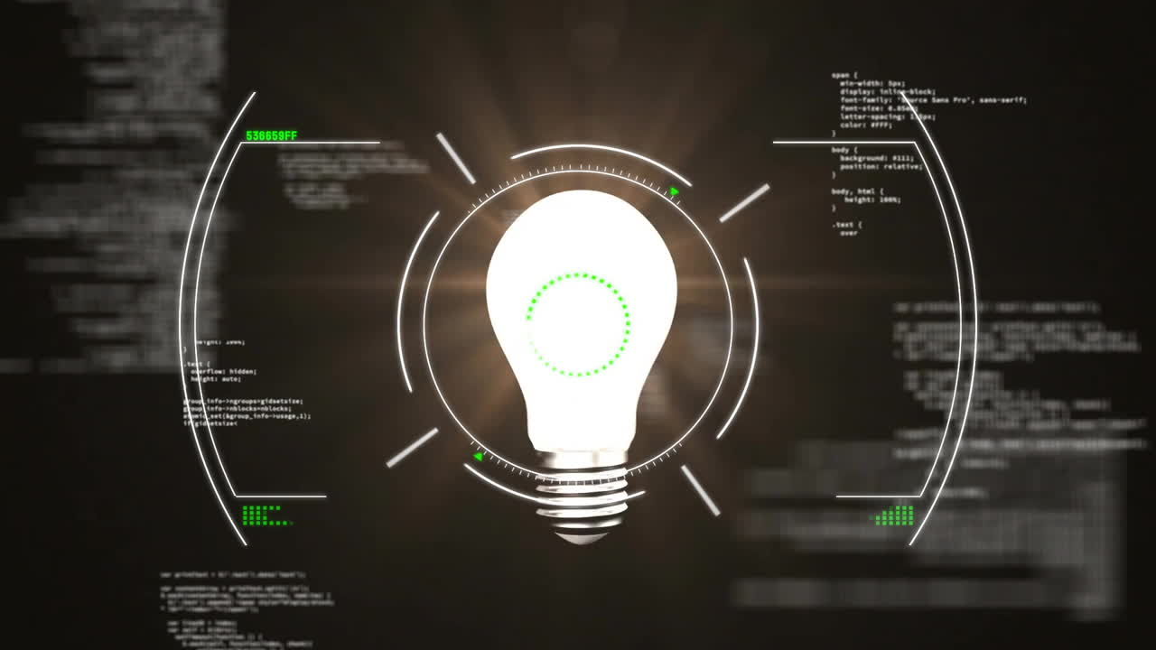 Animation of scope scanning and data processing over lightbulb
