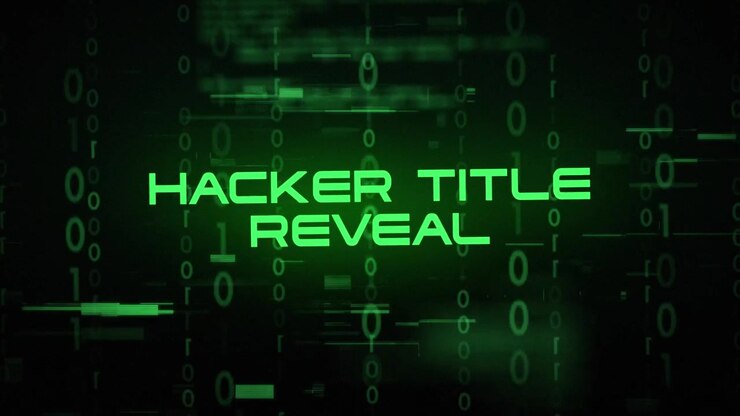 Digital Hacker Title Reveal with Glitchy Binary Code Background