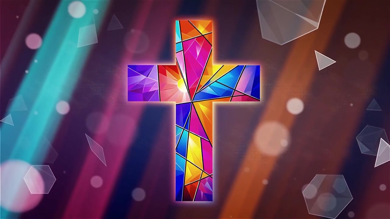Croce Cristiana Luce Celestiale Sfondo per il Culto.