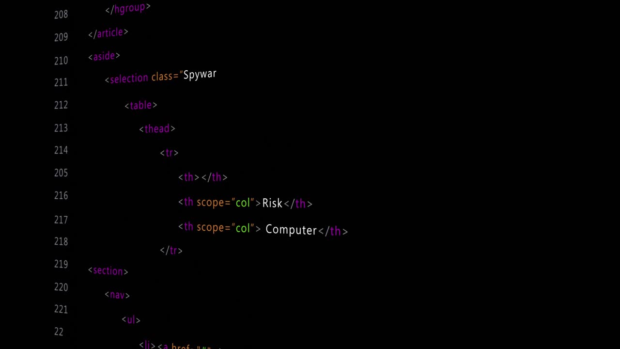 Animation of computer data processing over black background