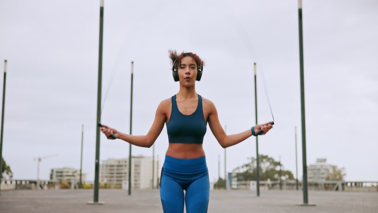 Woman Jumping Rope Outdoors