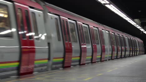 4k caracas subway train begins to withdraw from a station