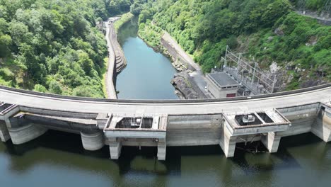 barrage du chastang france edf hydro power plant overhead birds eye view aerial