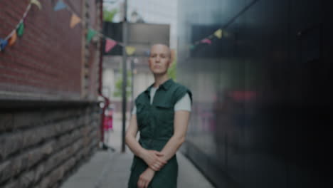 woman in an urban alley