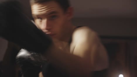 boxing practice at home using a training bag