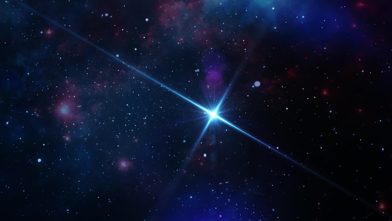 우주에서 빛나는 애니메이션 밝은 별