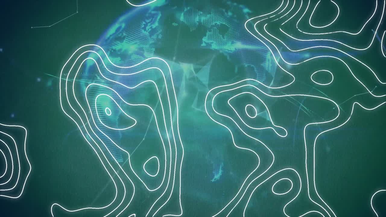 animación de formas que se mueven sobre el globo