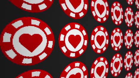 poker chips hearts diamonds clubs spades pixel screen