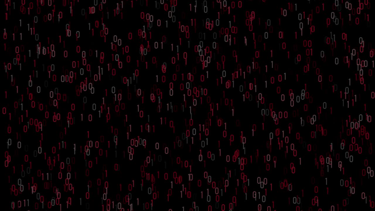 4K Abstract Loopable Flying Binary Code Animation, Black Color Background