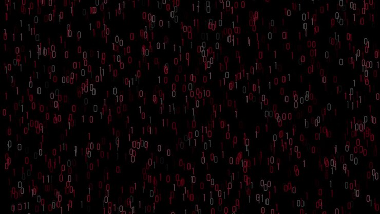4K Abstract Loopable Flying Binary Code Animation, Black Color Background