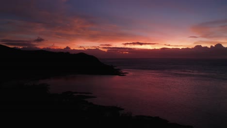 A-Dramatic-And-Vibrant-Sunset-In-Fiji-Island---A-Relaxing-Scenic-Attraction-On-A-Summer-Vacation---Aerial-Shot