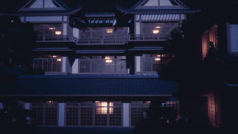 evening illumination of the shoguns grand residence in japan