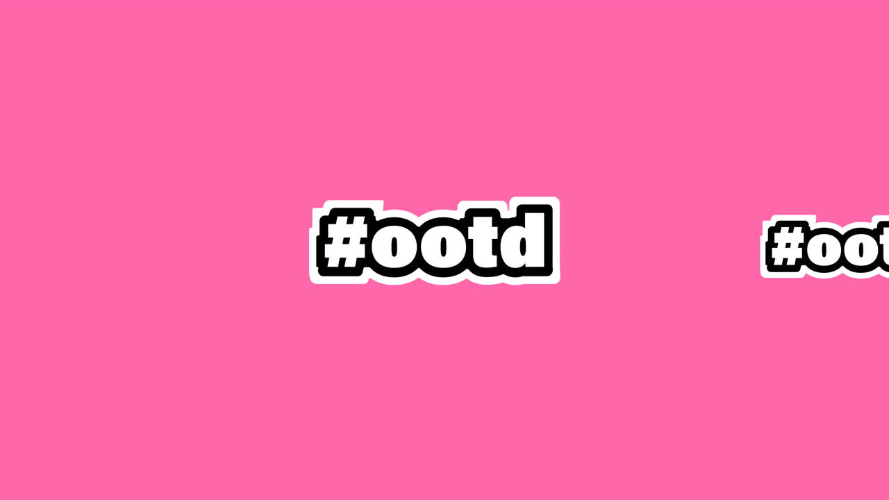 핑크색 배경에 반복된 해시태그와 함께 텍스트의 구성