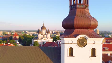 aerial shot of the green capital of europe, tallinn, with a medieval style,