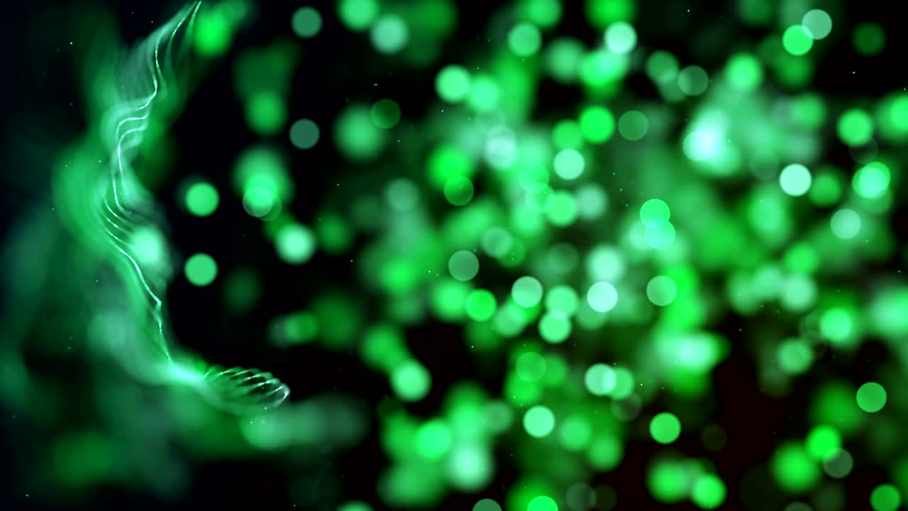 Abstract background 3d render. Chaotic particles with random size. Twisted massive of particles. seamless loop