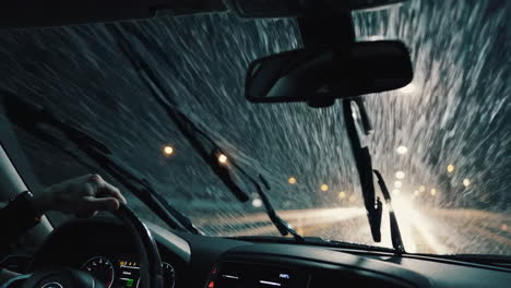 driving in a snowstorm at night