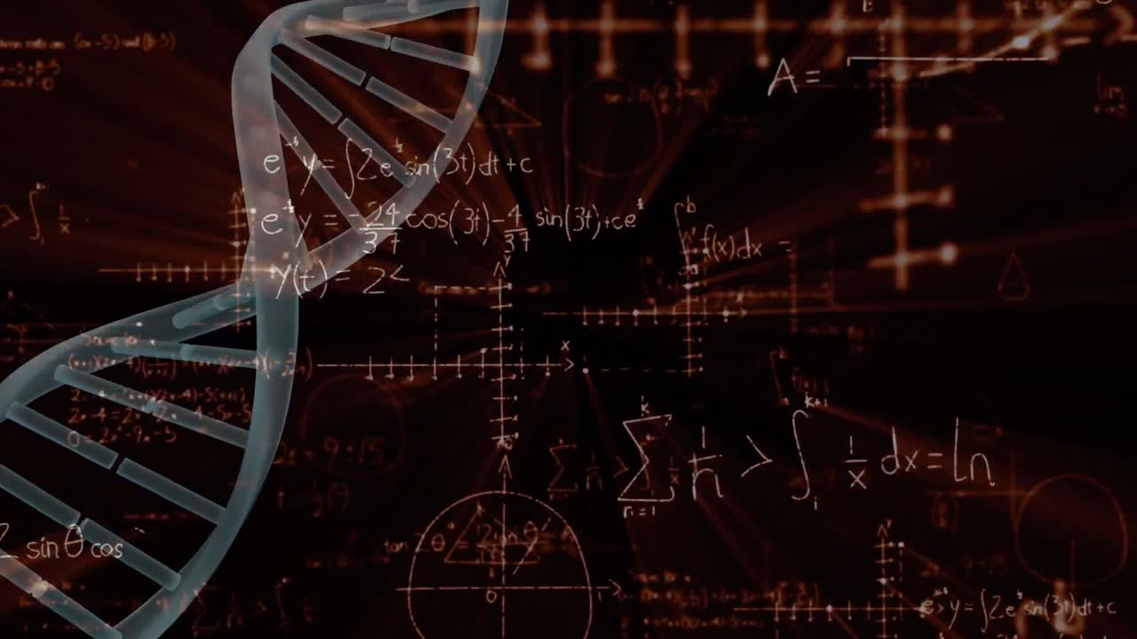 DNA zinciri üzerinde matematiksel denklemlerin animasyonu