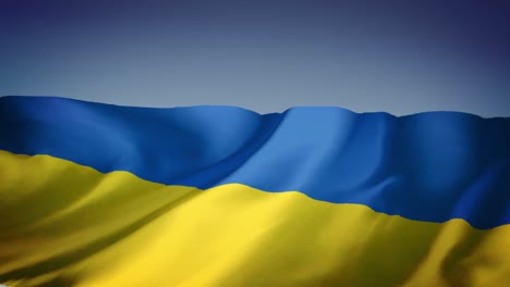 Animation-of-waving-flag-of-ukraine-with-blue-background