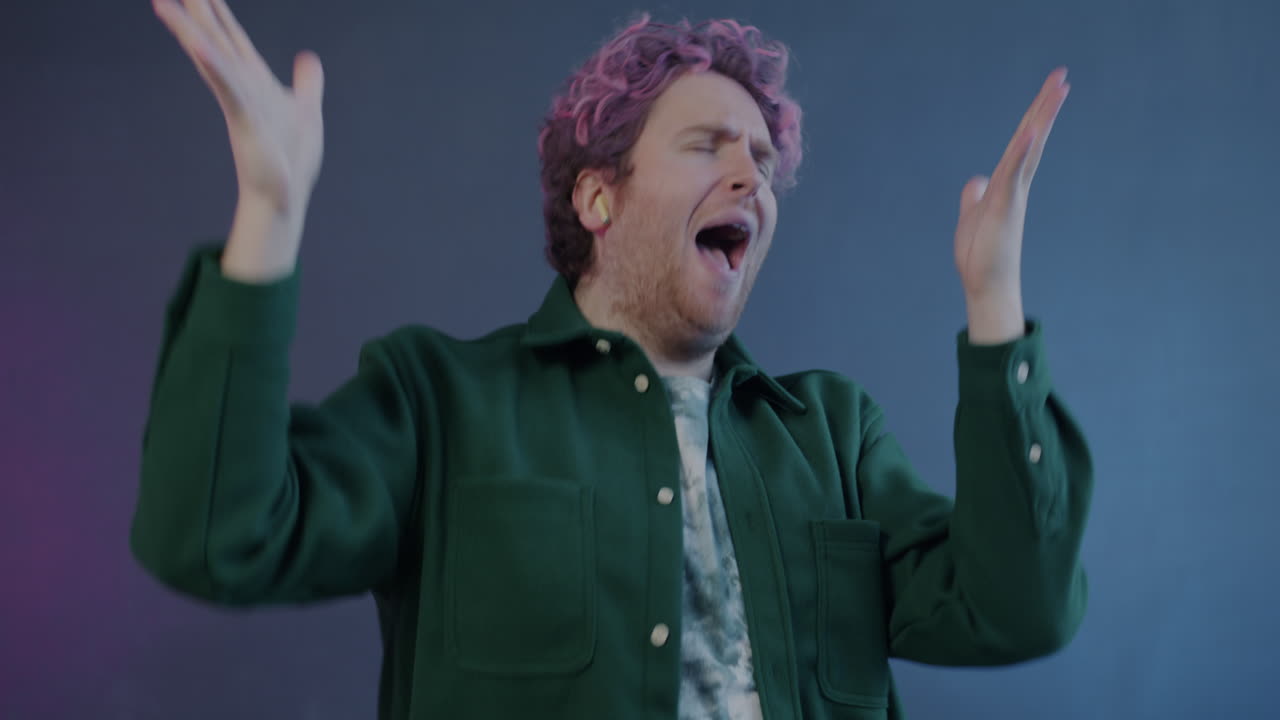 Man Dancing and Expressing Joy