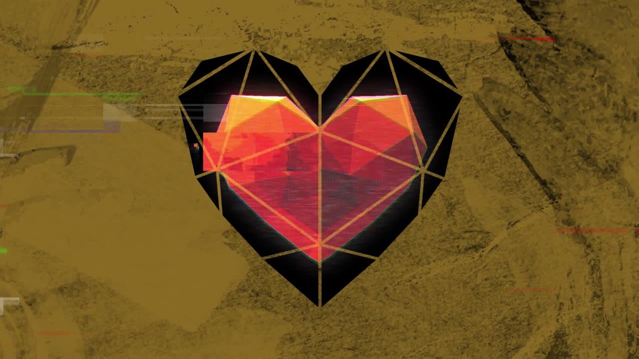 corazón facetado contra un fondo marrón con textura