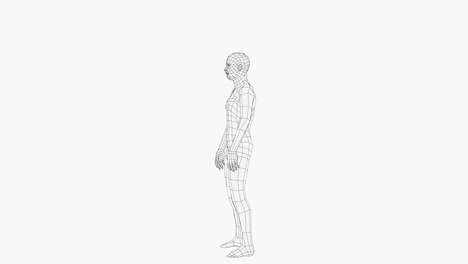 wireframe jumping man. 3d rendering