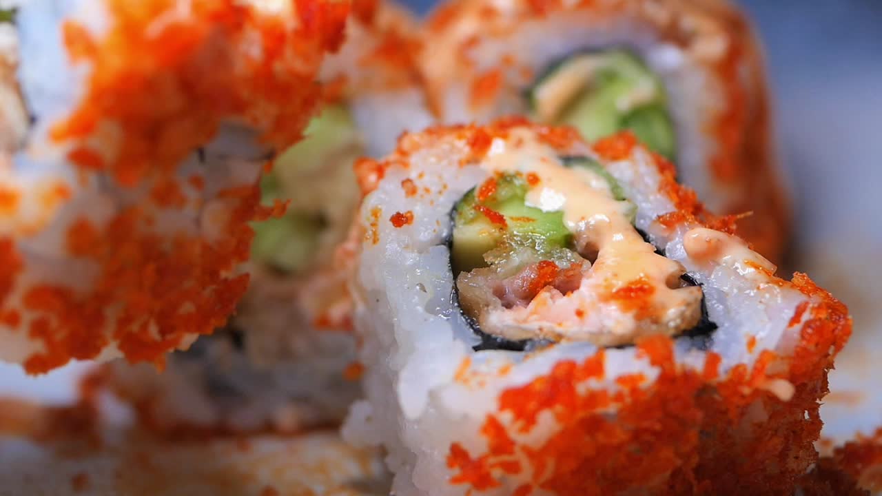 Close-up of a Spicy Tuna Roll