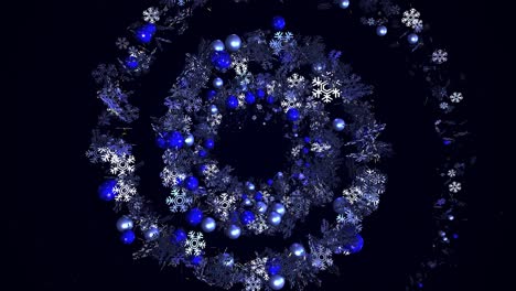 copos de nieve giratorios y adornos - telón de fondo festivo de navidad