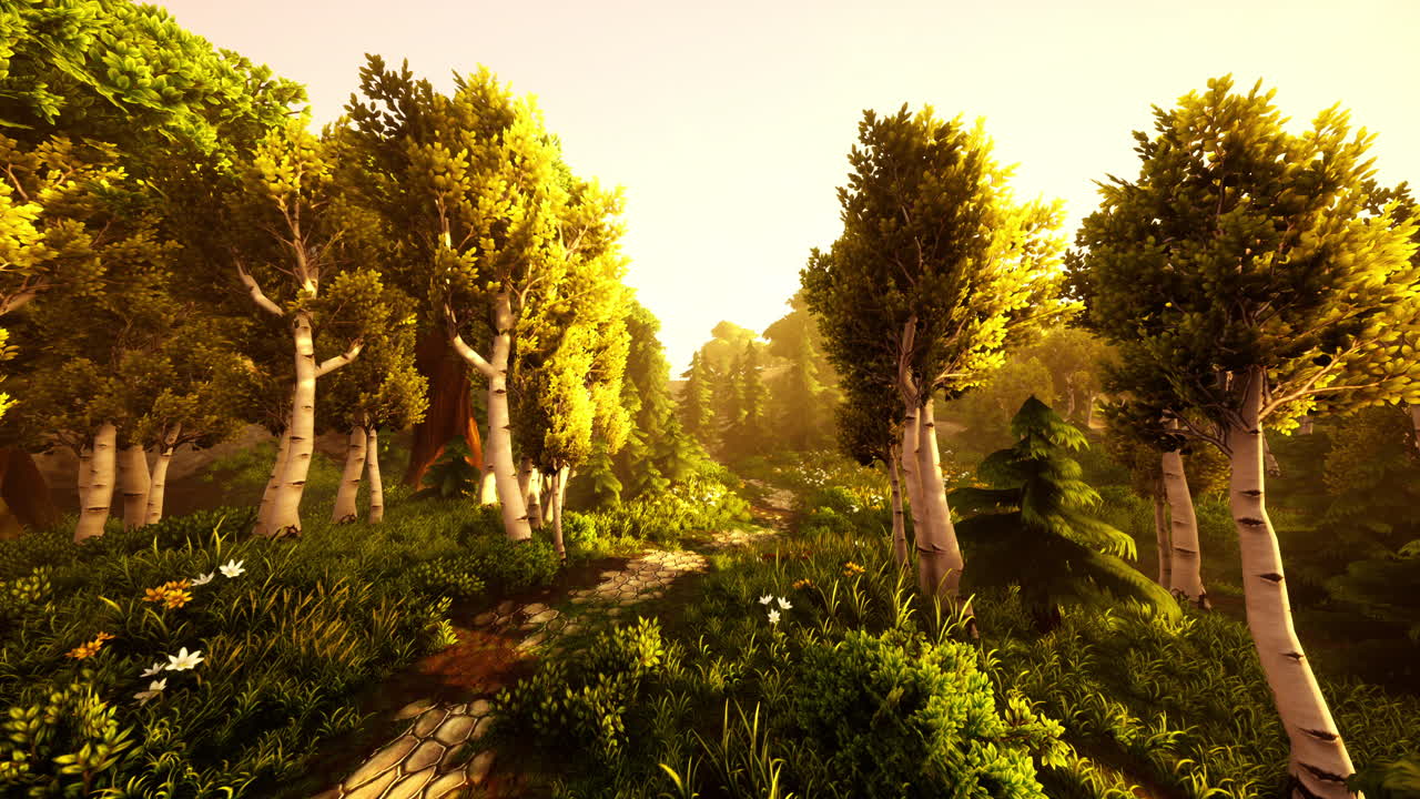 amanecer de dibujos animados en una mañana brumosa