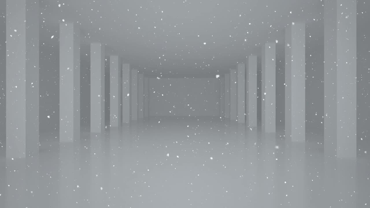Animation of snow falling in seamless loop over empty modern interiors background