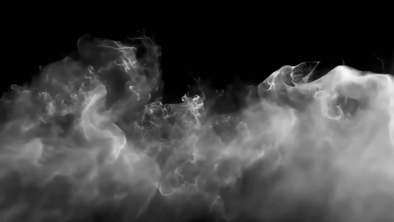 Mystical swirling white smoke clouds animated overlay, transparent 4K video, alpha channel, ProRes