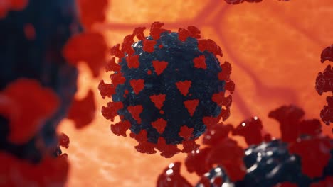 coronavirus (covid-19) medical animation. the virus model is realistic. coronaviruses influenza as dangerous flu strain cases as a pandemic. microscope virus close up. 3d rendering.