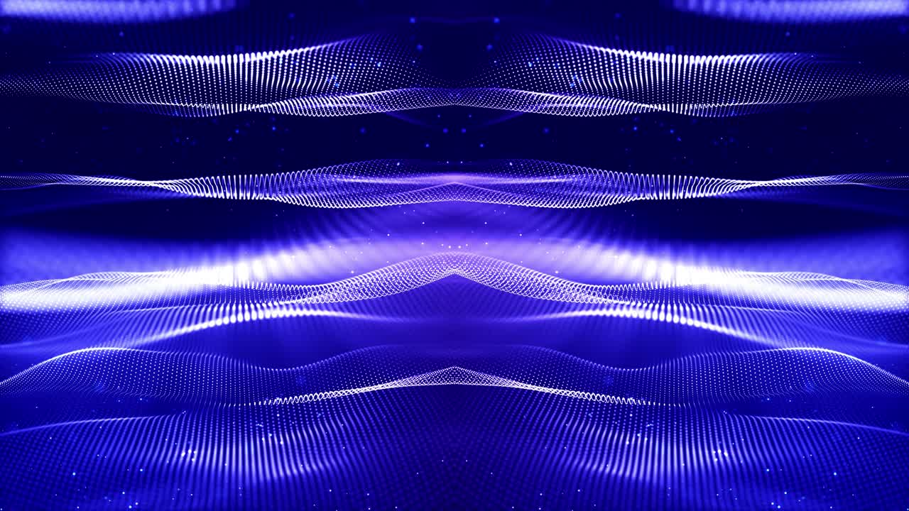 Glow blue particles form lines, symmetrical structures. 4k looped sci-fi 3d abstract background. For holiday presentations, ceremonies as vj loop motion design