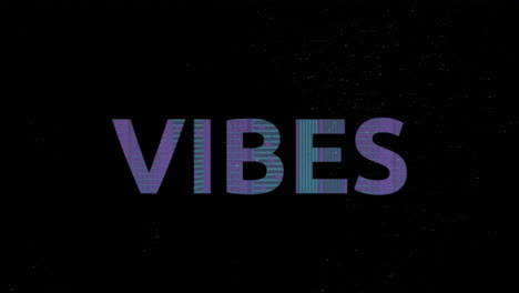 animation of vibes text banner and abstract shapes against yellow light trails on black background