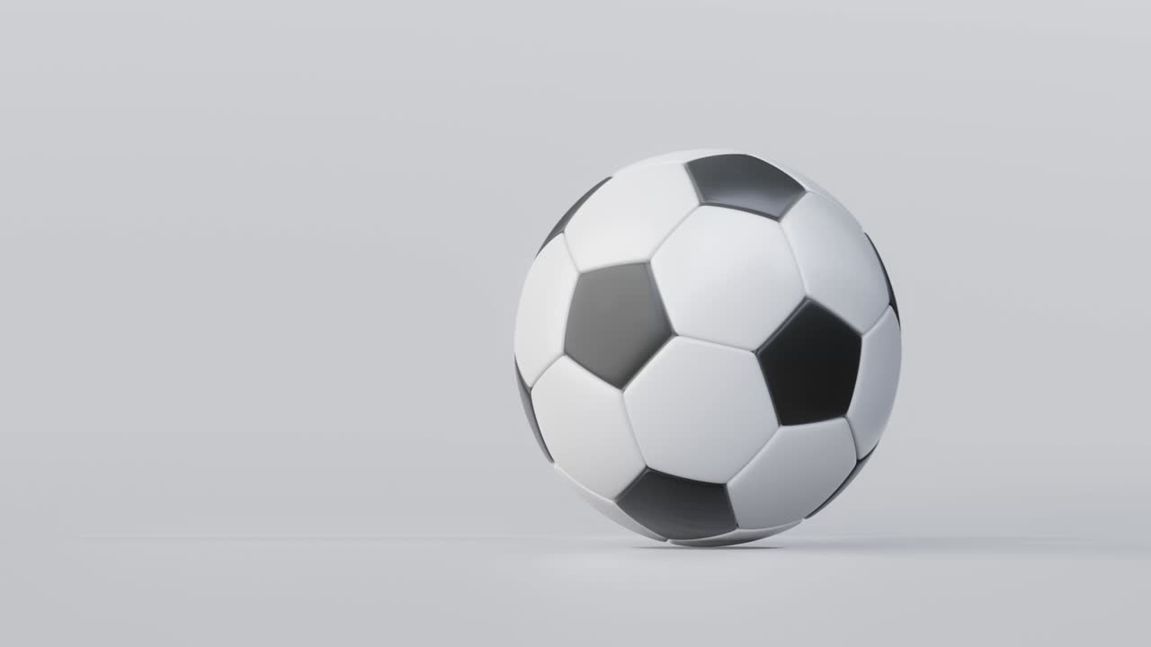 Soccer ball or football and sport equipment on white background with classic competition. 3D rendering.
