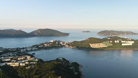 stanley mountain and secret village in hong kong, aerial drone view