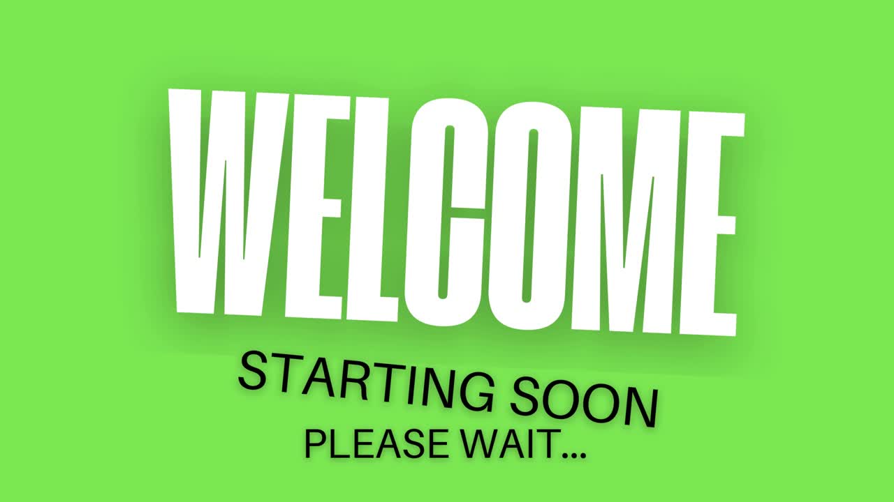 Animated “Welcome” Text Pop Up Screen — Starting Soon Intro, Greeting Message, Event Opening