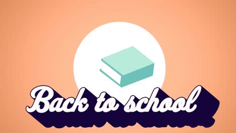 Animation-of-back-to-school-text-over-school-items-icons-on-orange-background