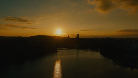 fly over lake tabor czech autumn cold morning sunshine