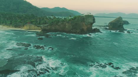 papuma beach rock beautiful aerial view, indonesia