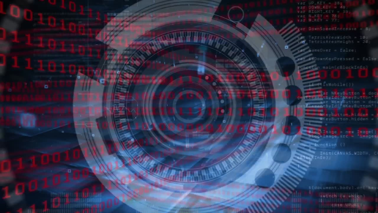 círculo futurista y códigos binarios