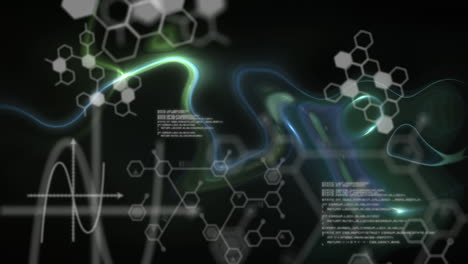 animación del procesamiento de datos sobre luces sobre fondo negro