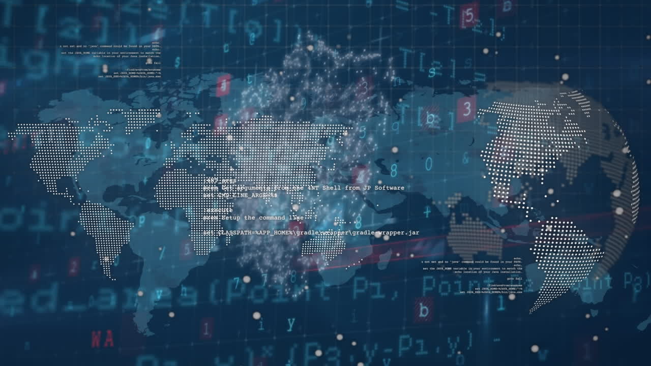 Animation of data processing over world map