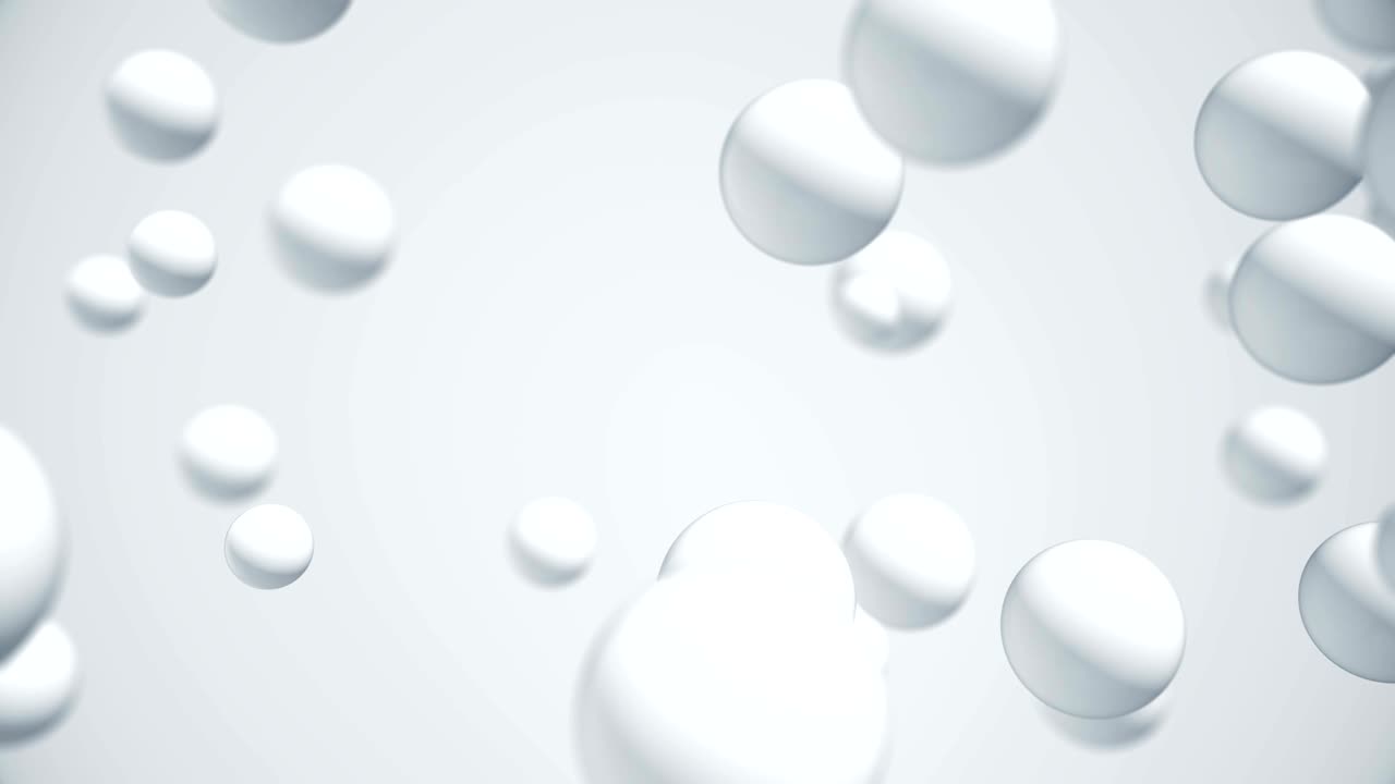 esferas 3d blancas. movimiento en una matriz de burbujas. fondo abstracto limpio. bucle sin costuras.