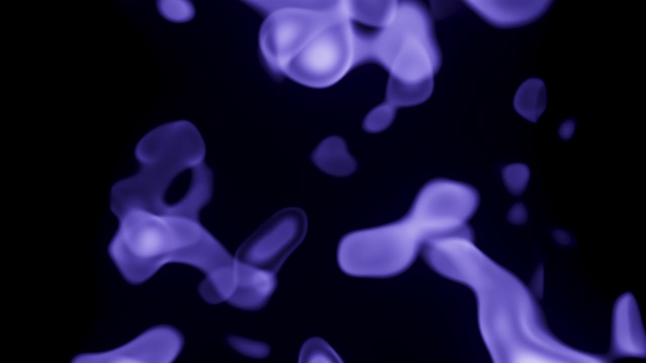 Abstract moving neon blurred smoke background animation. Soft flowing, swirling transparent purple holographic formations resembling smoke.. Seamless loop.