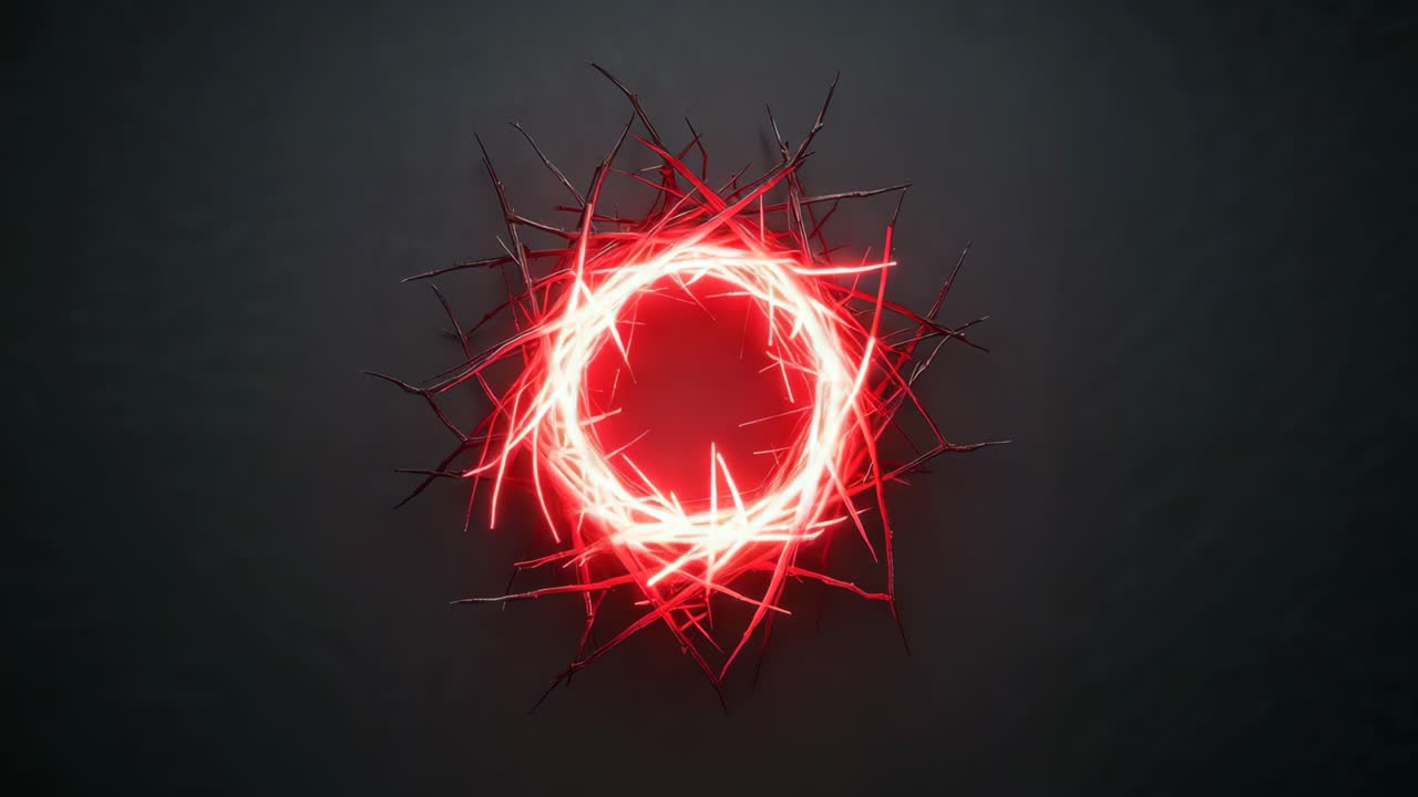 Crown of Thorns in Red Neon Light
