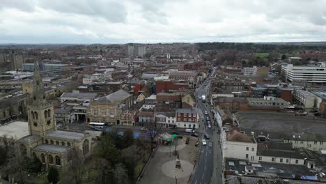 High-Street-Bedford-Bedfordshire-UK-Drohne,-Luftaufnahme