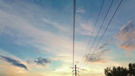 sunset sky with power lines