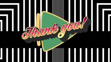 animation of thank you text over colorful graphics and shapes