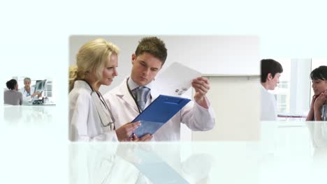 montaje de diferentes situaciones en un hospital