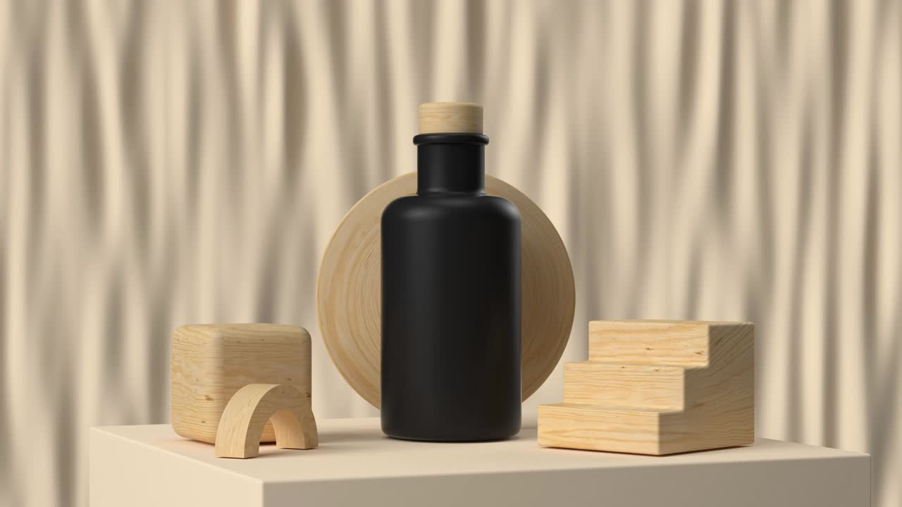 추상 3d 렌더링 모션 검은 병 컨테이너